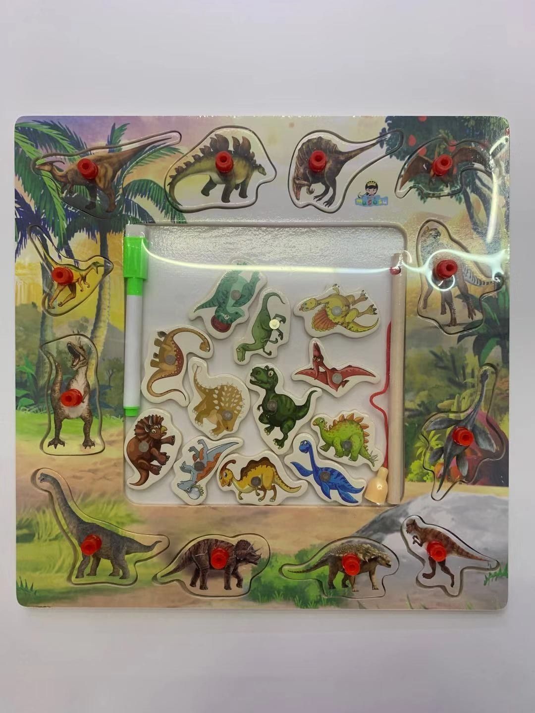Hand-held fishing drawing board with dinosaur style