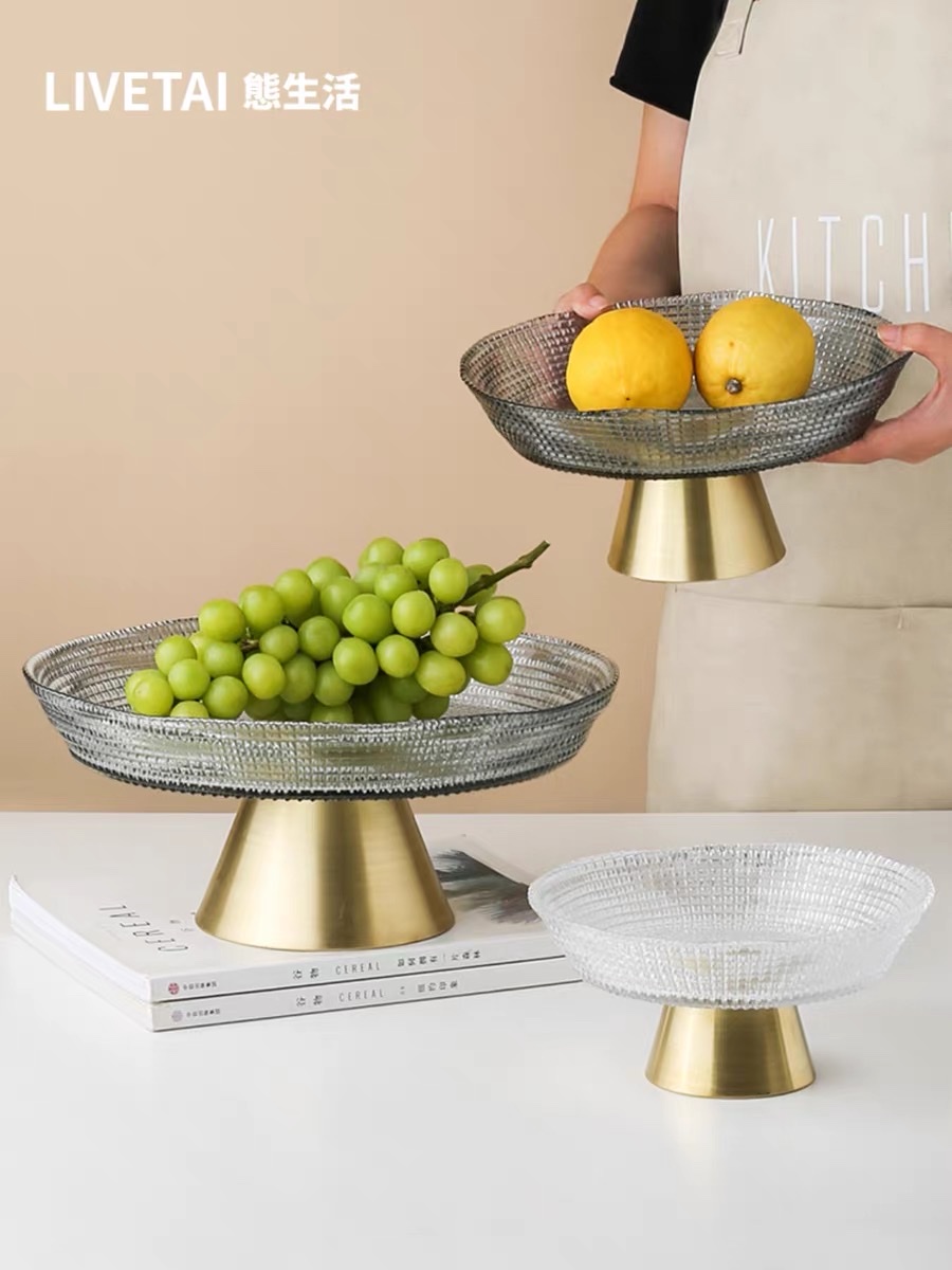 Glass bowls, fruit bowls with bases, light luxury high-end daily necessities, home gifts and decorative items Item Picture