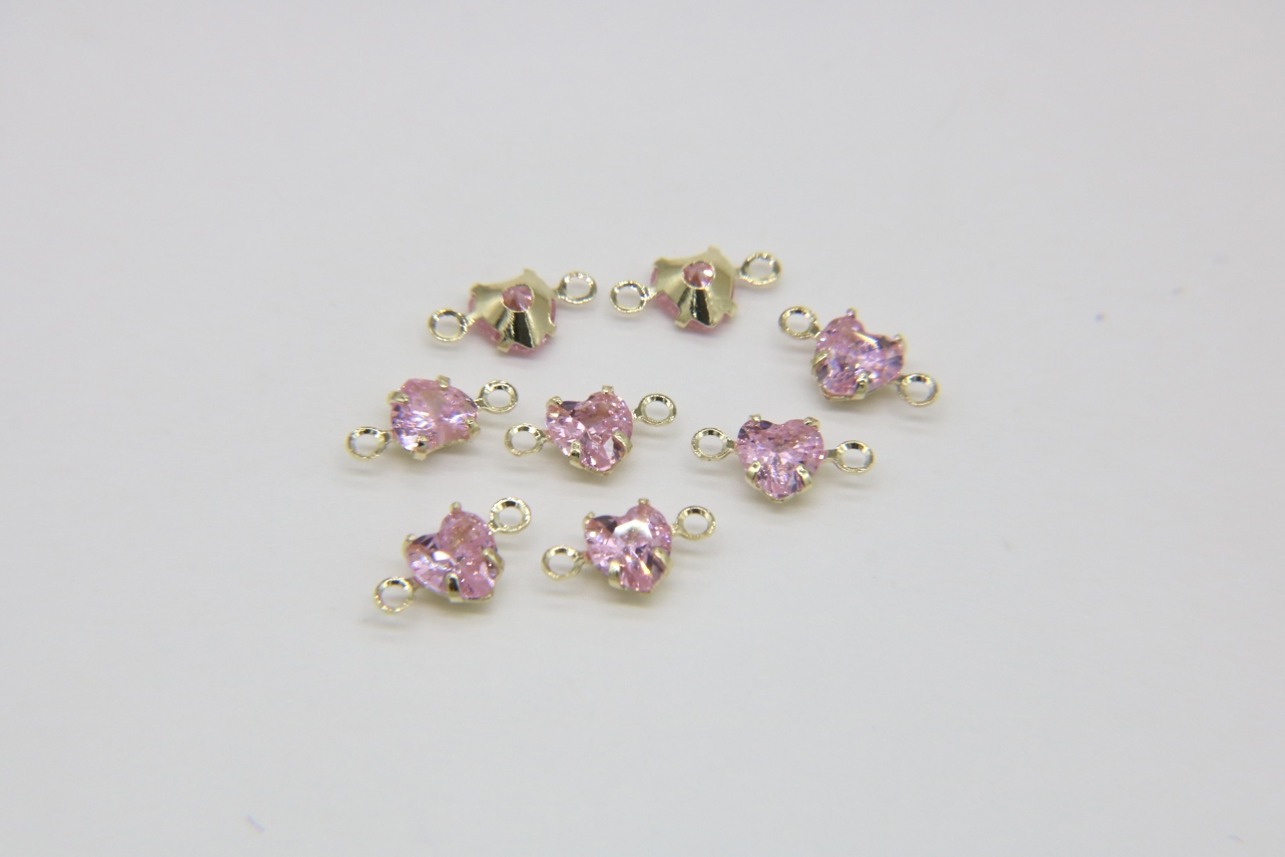 心形锆石配件白色粉色灵动挂件耳环项链吊坠挂件