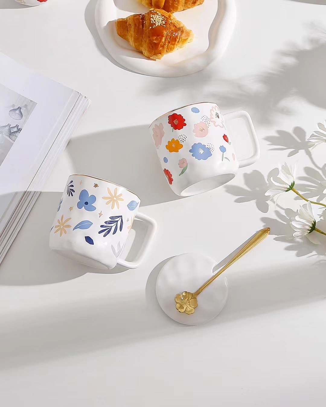 陶瓷个性杯/小清新杯/带盖勺杯产品图