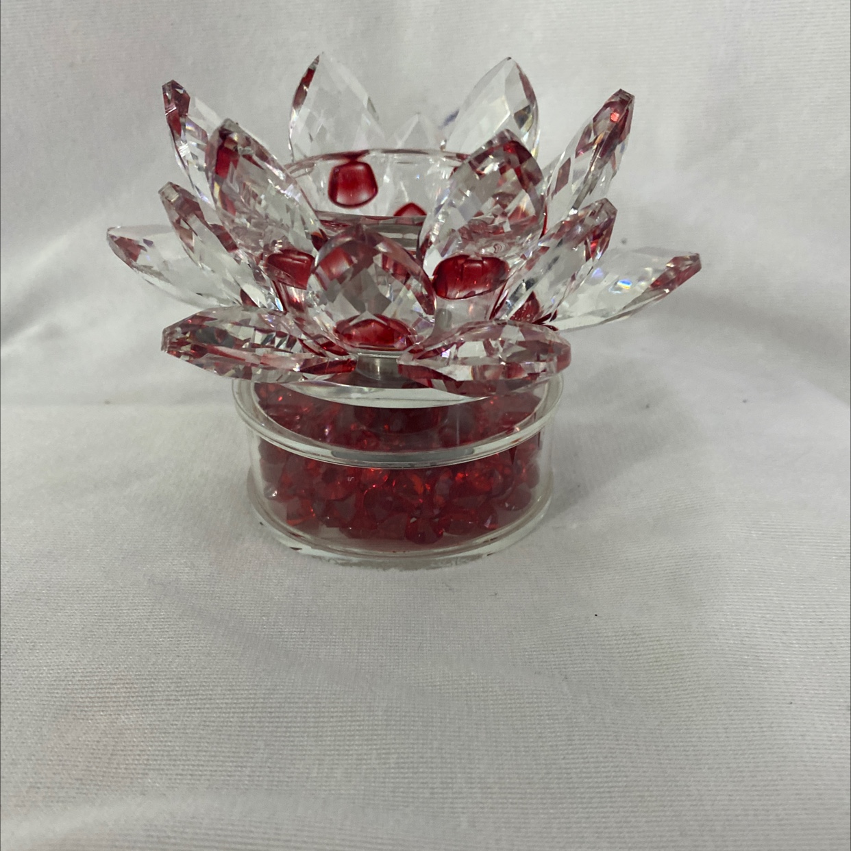 Crystal ornament, Bixing Crystal, Crystal Lotus Candlestick LH24277, single package Specification image