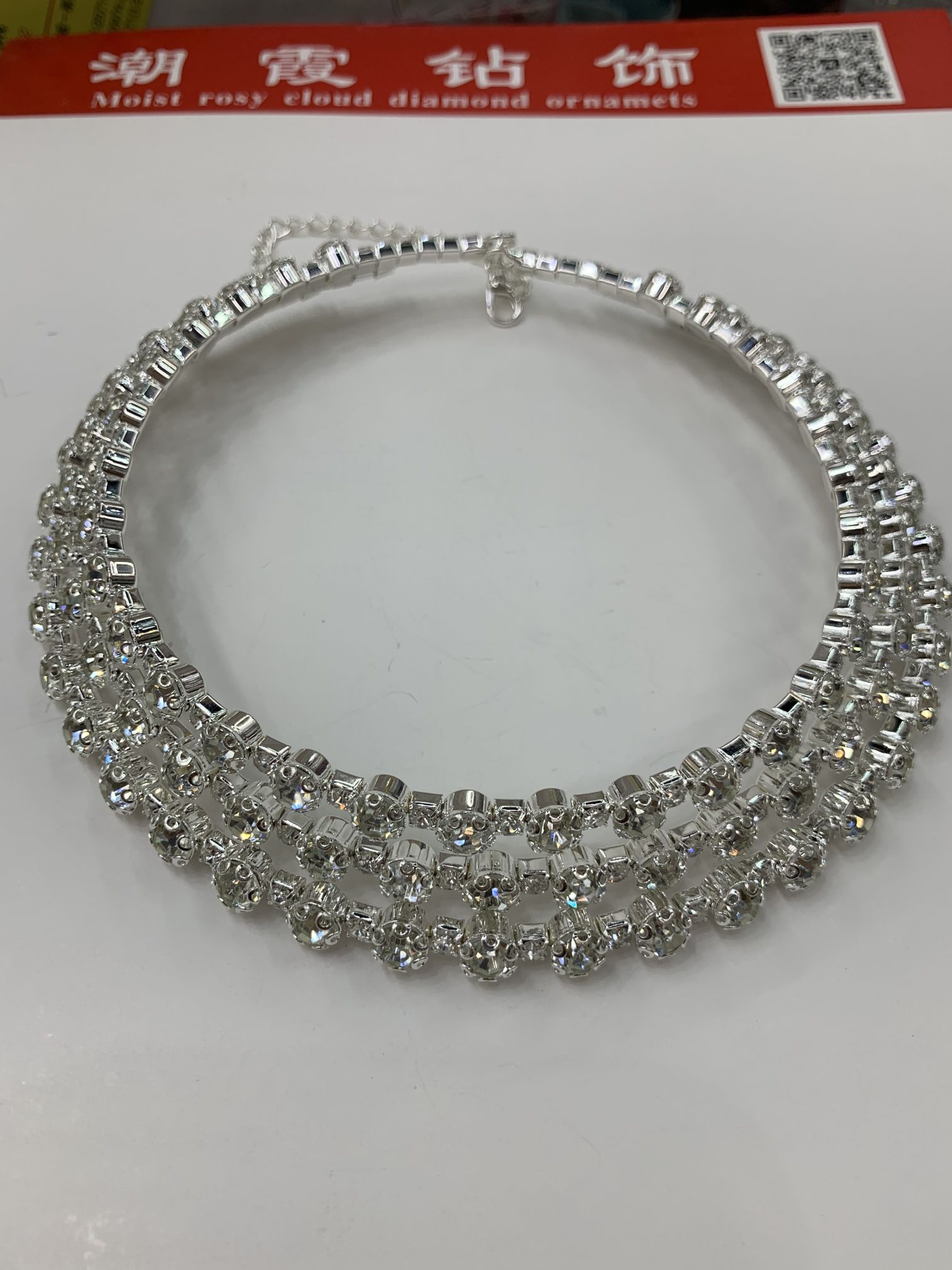 Korean version water diamond white European and American geometric shape independent packaging Harajuku women's necklace collarbone multi-layer collar Chao Xia 18 details Picture