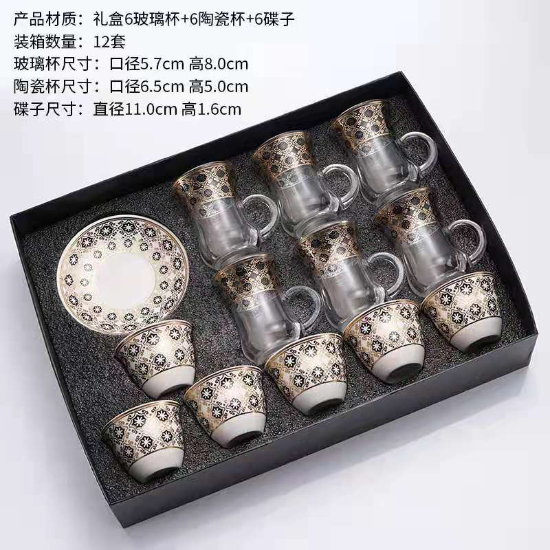 Limei Ceramic Coffee Six-Cup Plate Luxurious Afternoon Tea Round New Animal Gift Box Packaging 0022 details Picture