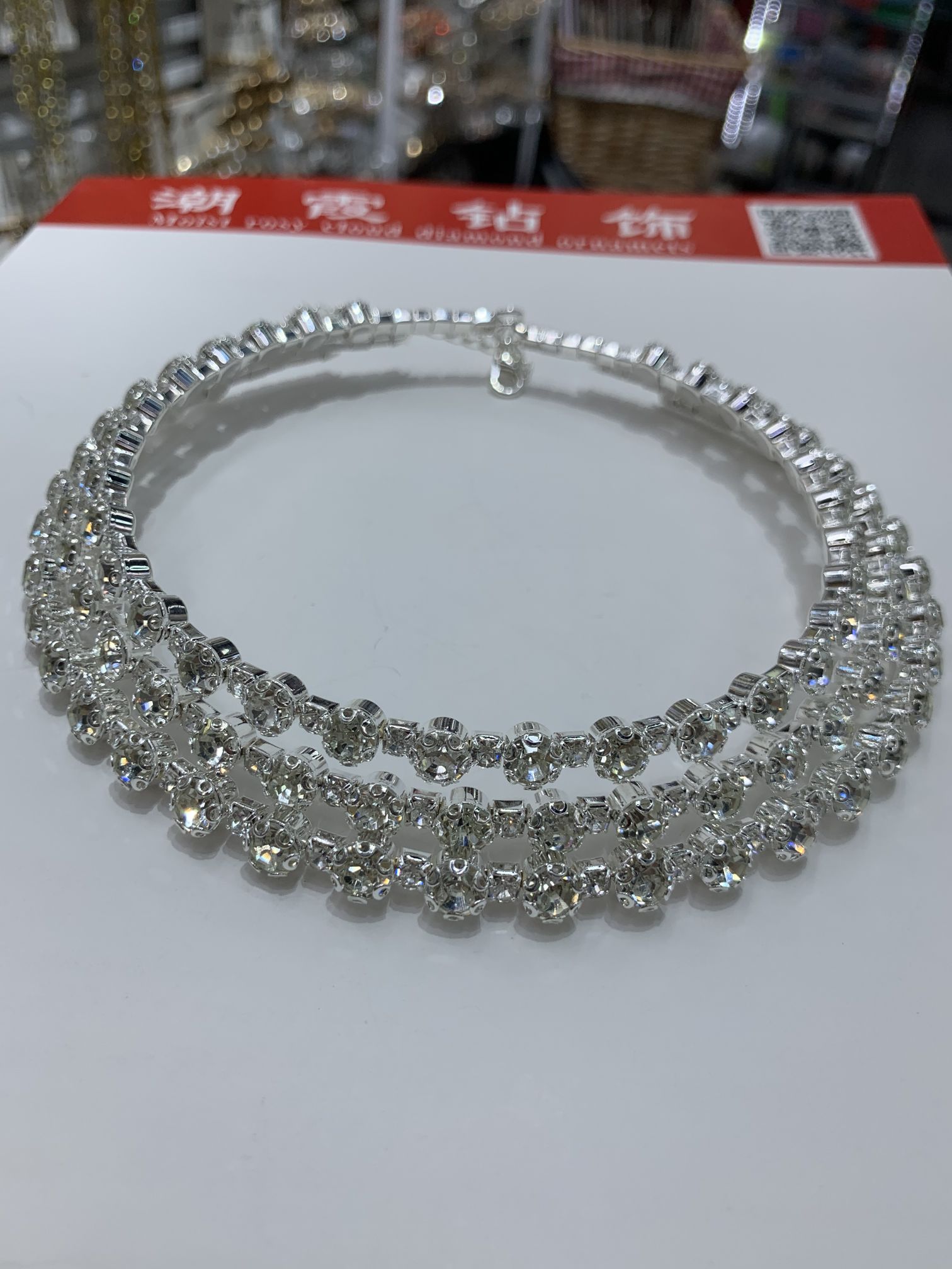 Korean version water diamond white European and American geometric shape independent packaging Harajuku women's necklace collarbone multi-layer collar Chao Xia 18
