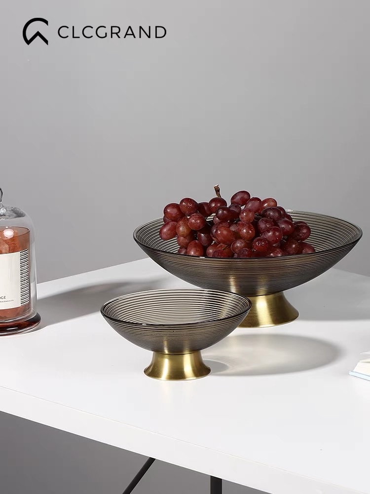 Glass bowls, fruit bowls with bases, light luxury high-end daily necessities, home gifts and decorative items Specification image