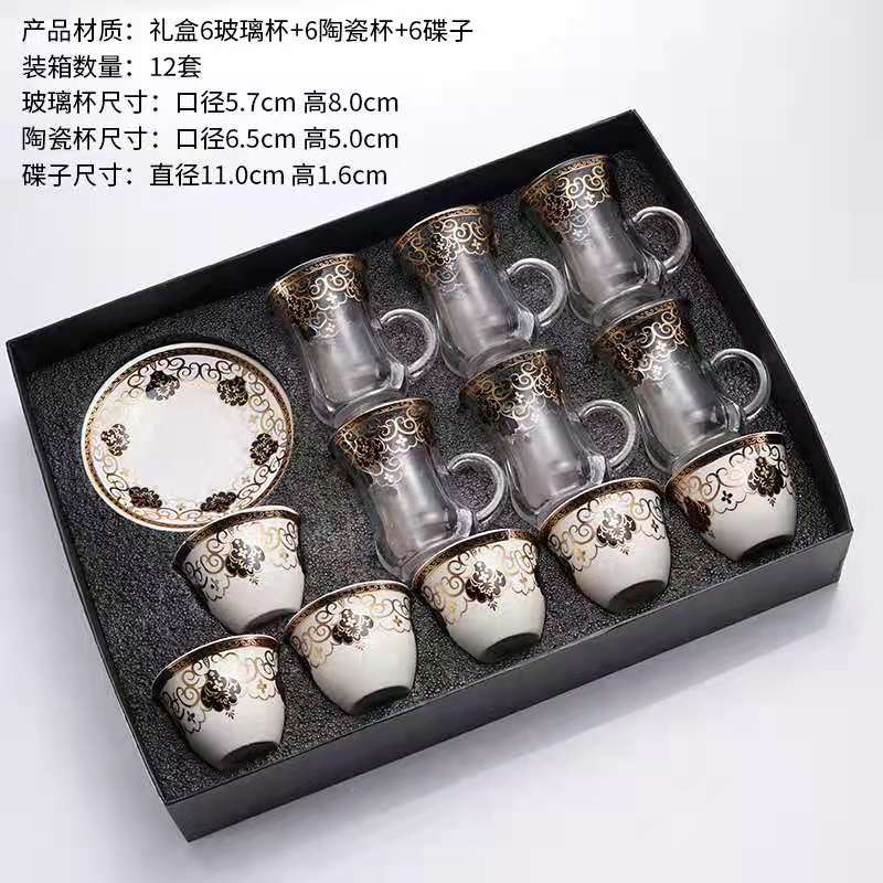 Limei Ceramic Coffee Six-Cup Plate Luxurious Afternoon Tea Round New Animal Gift Box Packaging 0022 Specification image