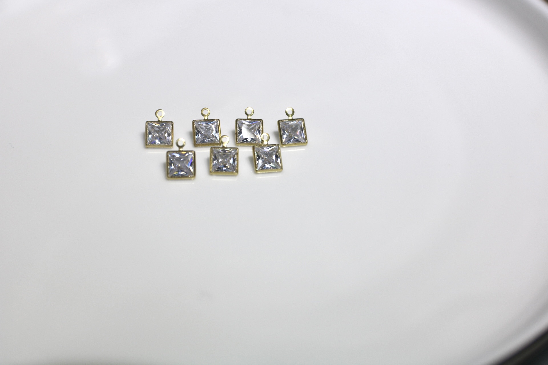 Square zircon accessories, zircon edge straps, hanging earrings, necklace accessories, jewelry pendants, DIY accessories Specification image