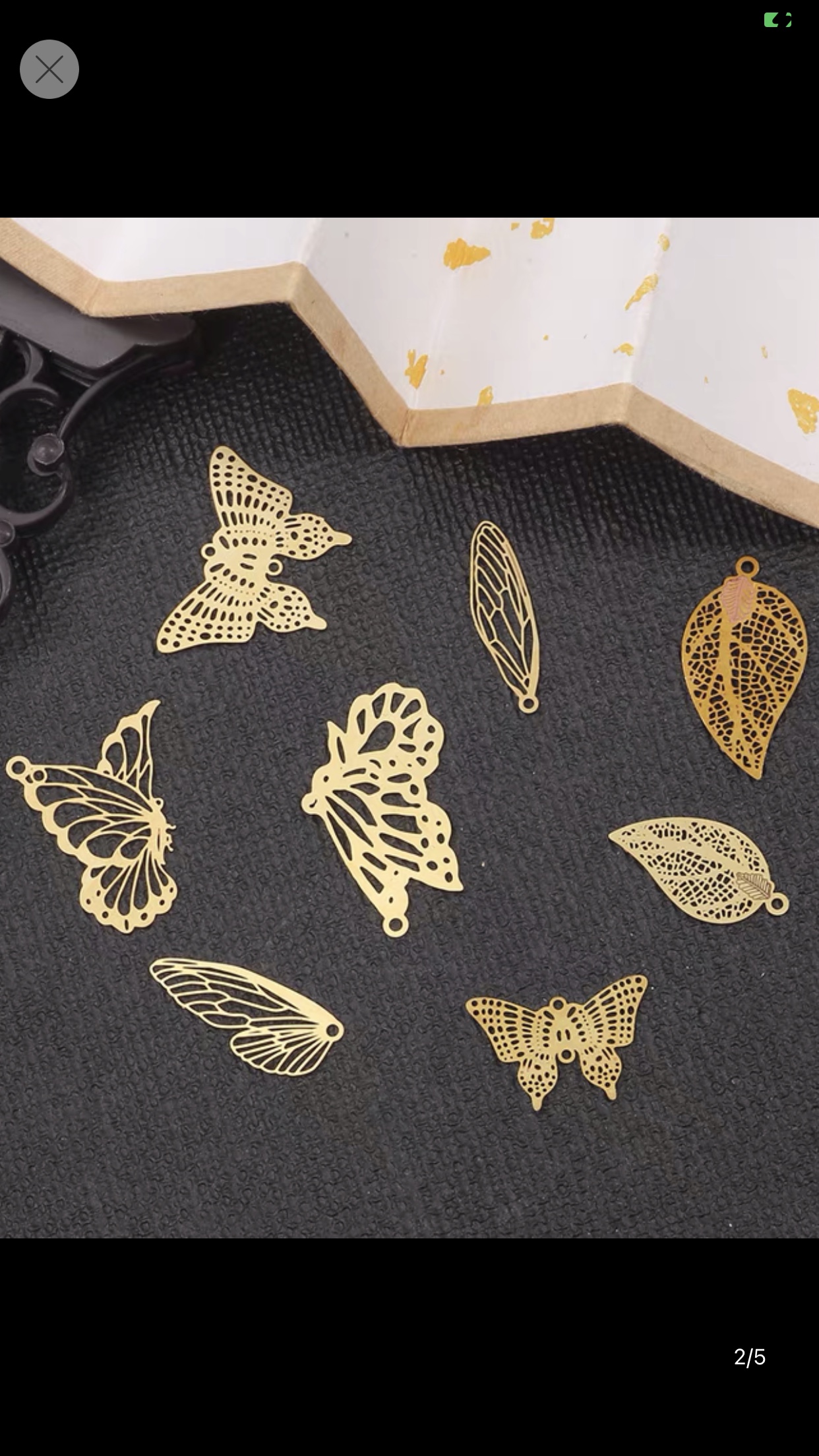 铜制镂空蝴蝶蜻蜓翅膀树叶挂件 古风制作发簪汉服耳饰品配件1