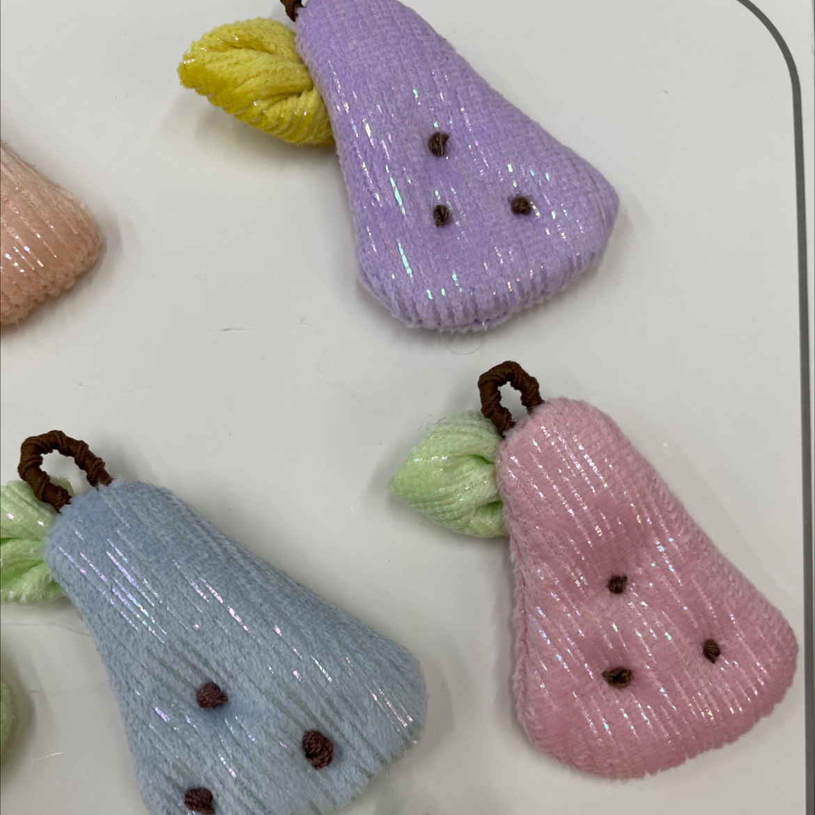 The new forest style of the autumn and winter plush flower duckbill sandwich with a seven-color, super soft embroidered pear charm detail image 1