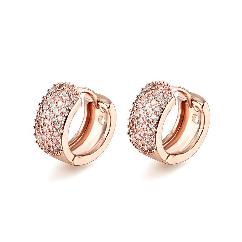 Zirconia diamond-encrusted geometric full-diamond ear rings, copper silver-plated zirconia ear clips and ear buckles detail image 4