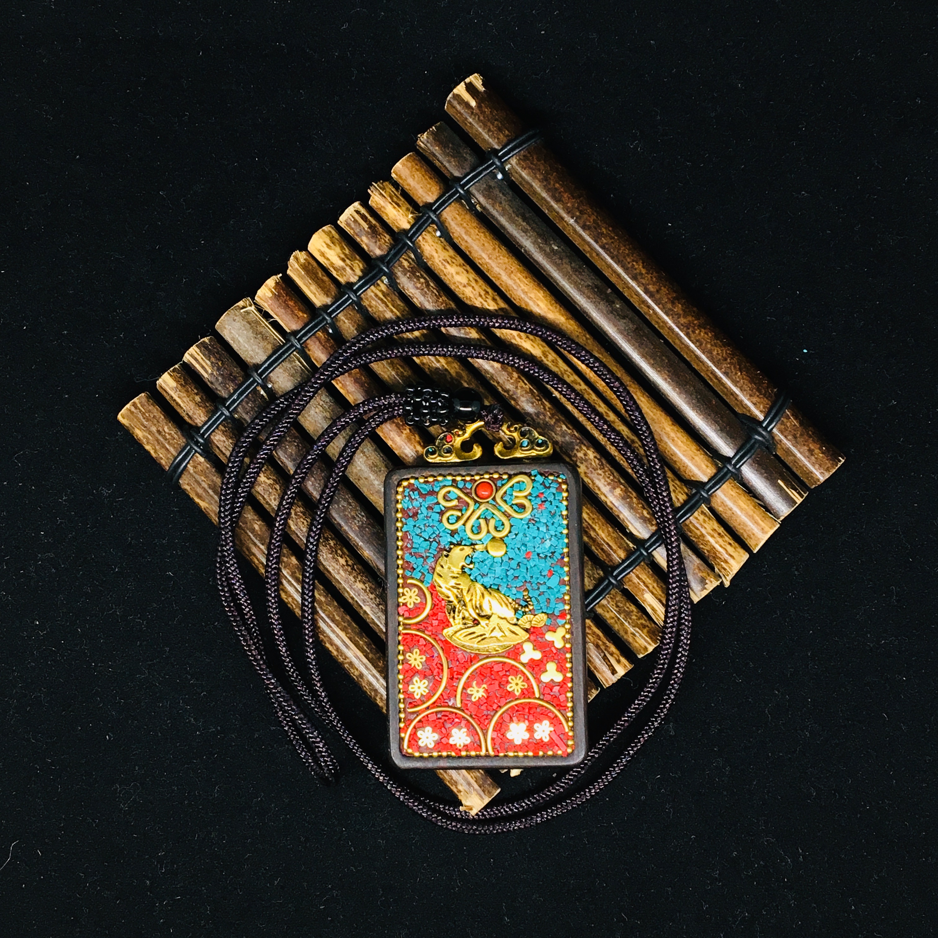 The square Thangka pendant decorated with the tiger zodiac is a small bestseller and a niche product of Jinhong 003 details Picture
