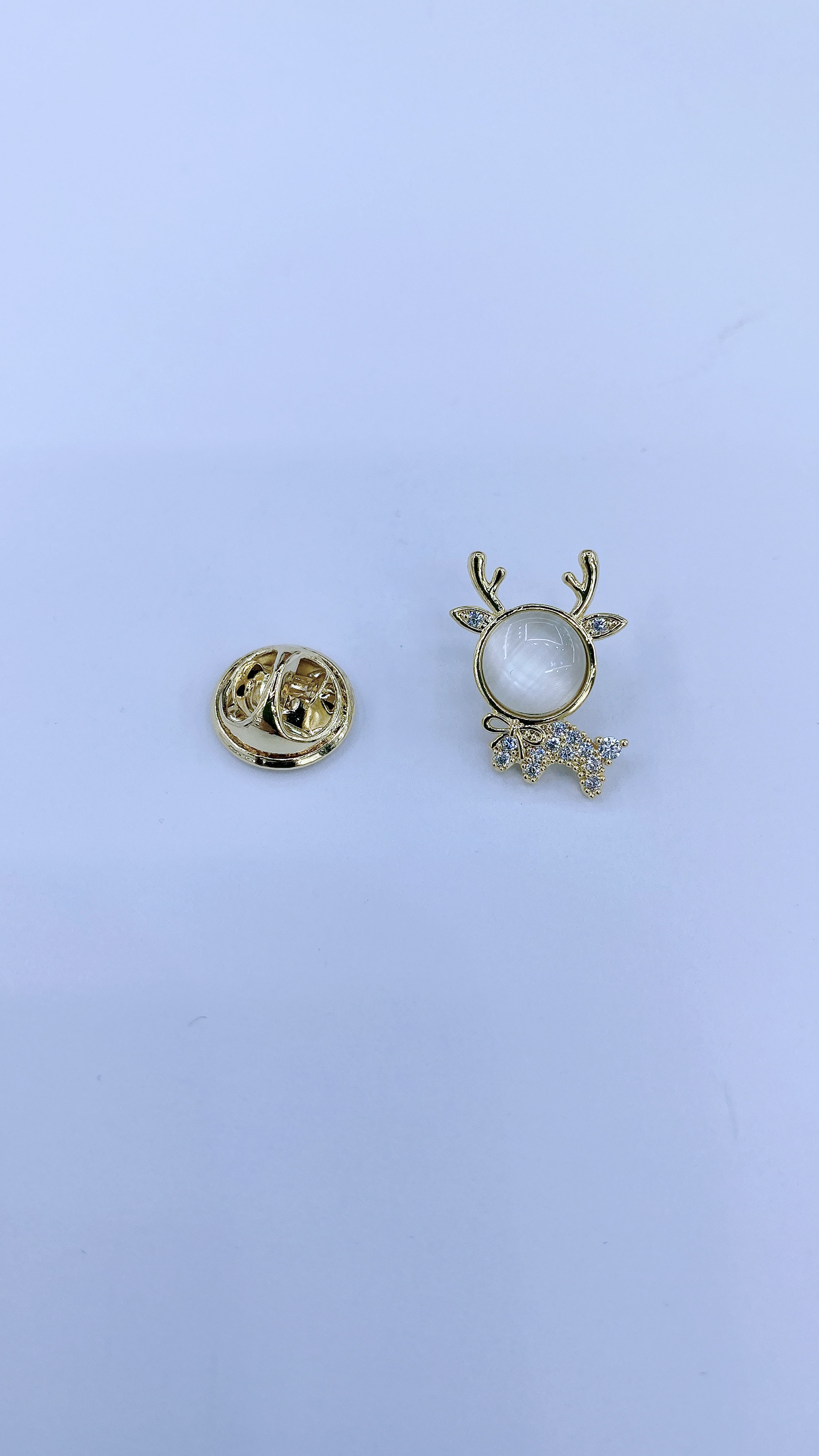 锆石镶嵌猫眼石小鹿动物胸针甜美可爱领花