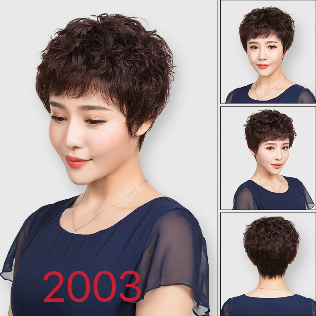 Wig for women, full head set, short curly hair, full real hair, fashionable and supernatural, wig for middle-aged and elderly mothers, fluffy short hair, 19 Application Scenario