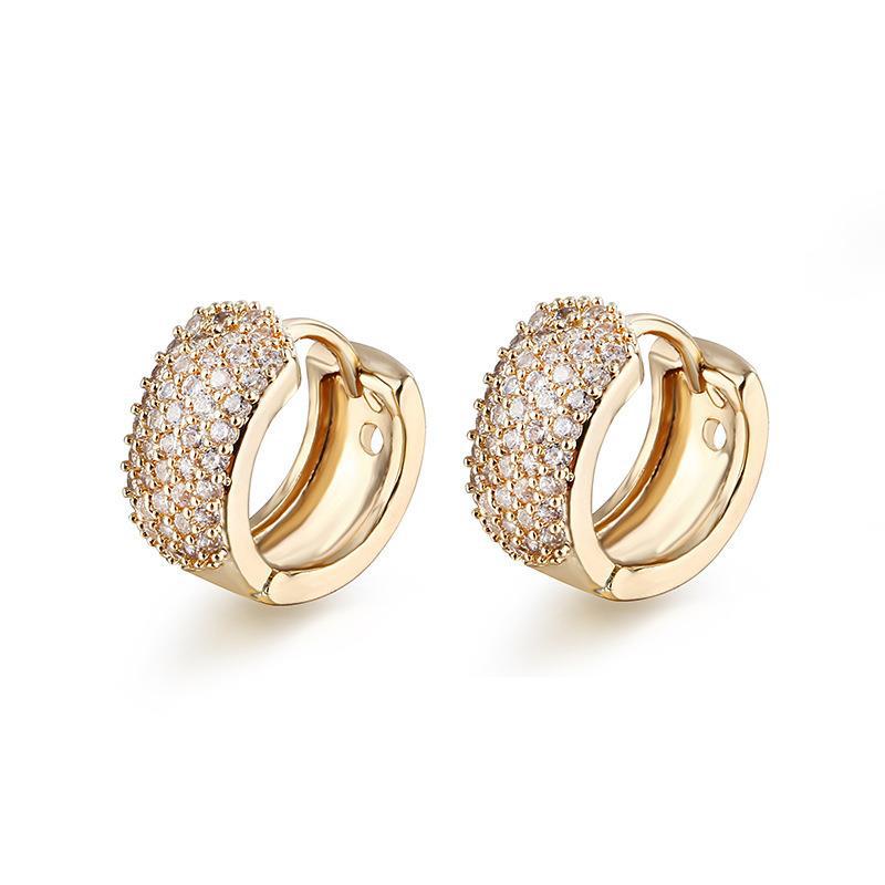 Zirconia diamond-encrusted geometric full-diamond ear rings, copper silver-plated zirconia ear clips and ear buckles Specification image