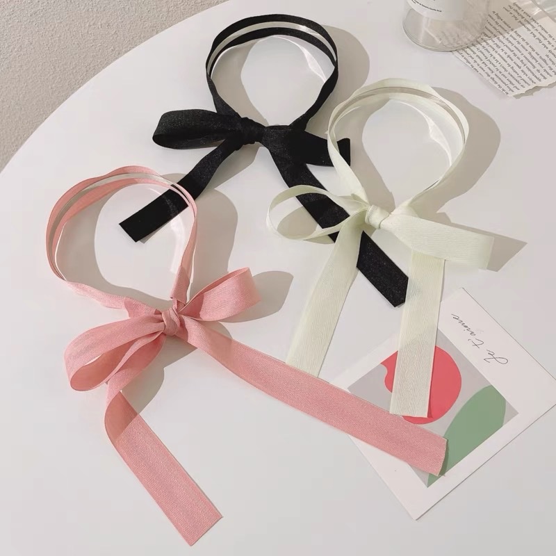 Colorful silk scarves, hair ties, fairy bows, ribbon hair bands, and high-end braided hair accessories for summer women to go out with details Picture