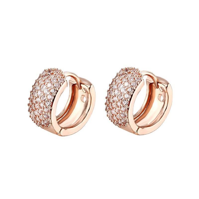 Zirconia diamond-encrusted geometric full-diamond ear rings, copper silver-plated zirconia ear clips and ear buckles detail image 2