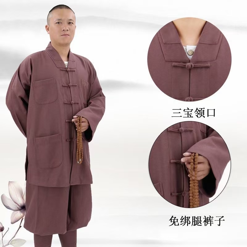 The Golden Qilin winter Buddhist monk's robe, made of tweed short jacket and small jacket, is double-layered and thickened for warmth and cold protection, making it convenient for going out. 009 Item Picture