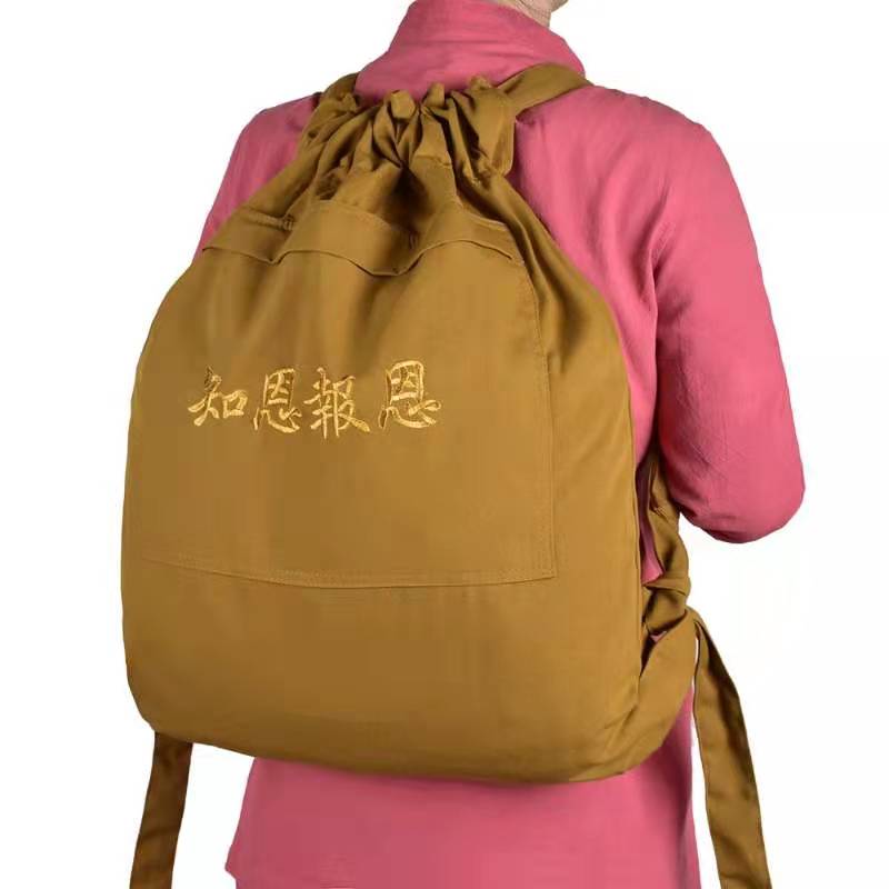 Schoolbag, monk's bag, layperson's bag, incense-burning bag, chanting bag, temple monk canvas bag, monastic meditation single-shoulder crossbody bag, Golden Qilin 04 Specification image
