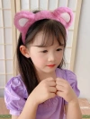 Cute strawberry bear hair band for girls, autumn little girl plush hair band for tying and pressing hair, warm headband, children's hair bundle details Picture