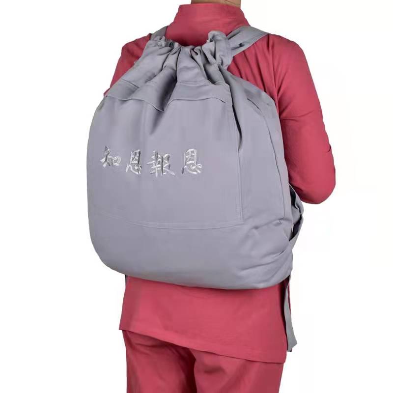 Schoolbag, monk's bag, layperson's bag, incense-burning bag, chanting bag, temple monk canvas bag, monastic meditation single-shoulder crossbody bag, Golden Qilin 04 Application Scenario