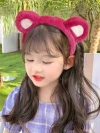 Cute strawberry bear hair band for girls, autumn little girl plush hair band for tying and pressing hair, warm headband, children's hair bundle Application Scenario
