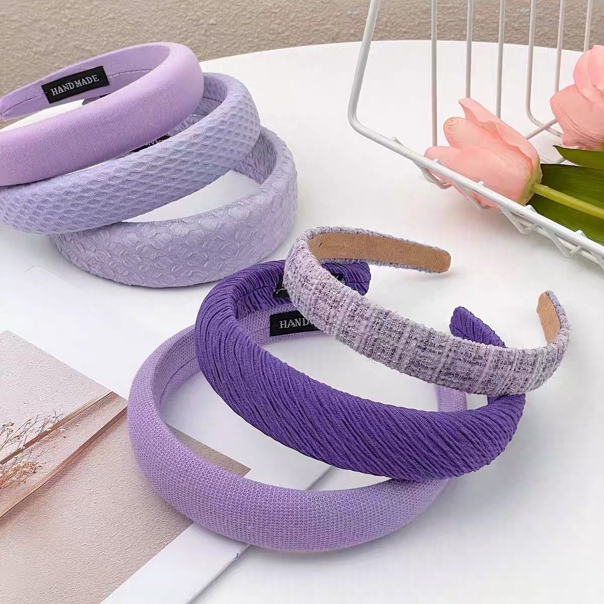 Wide-brimmed hairband, a new high-end purple headband for women, a French facial cleansing and hair pressure band, hair clips, and headwear for spring and summer outings details Picture