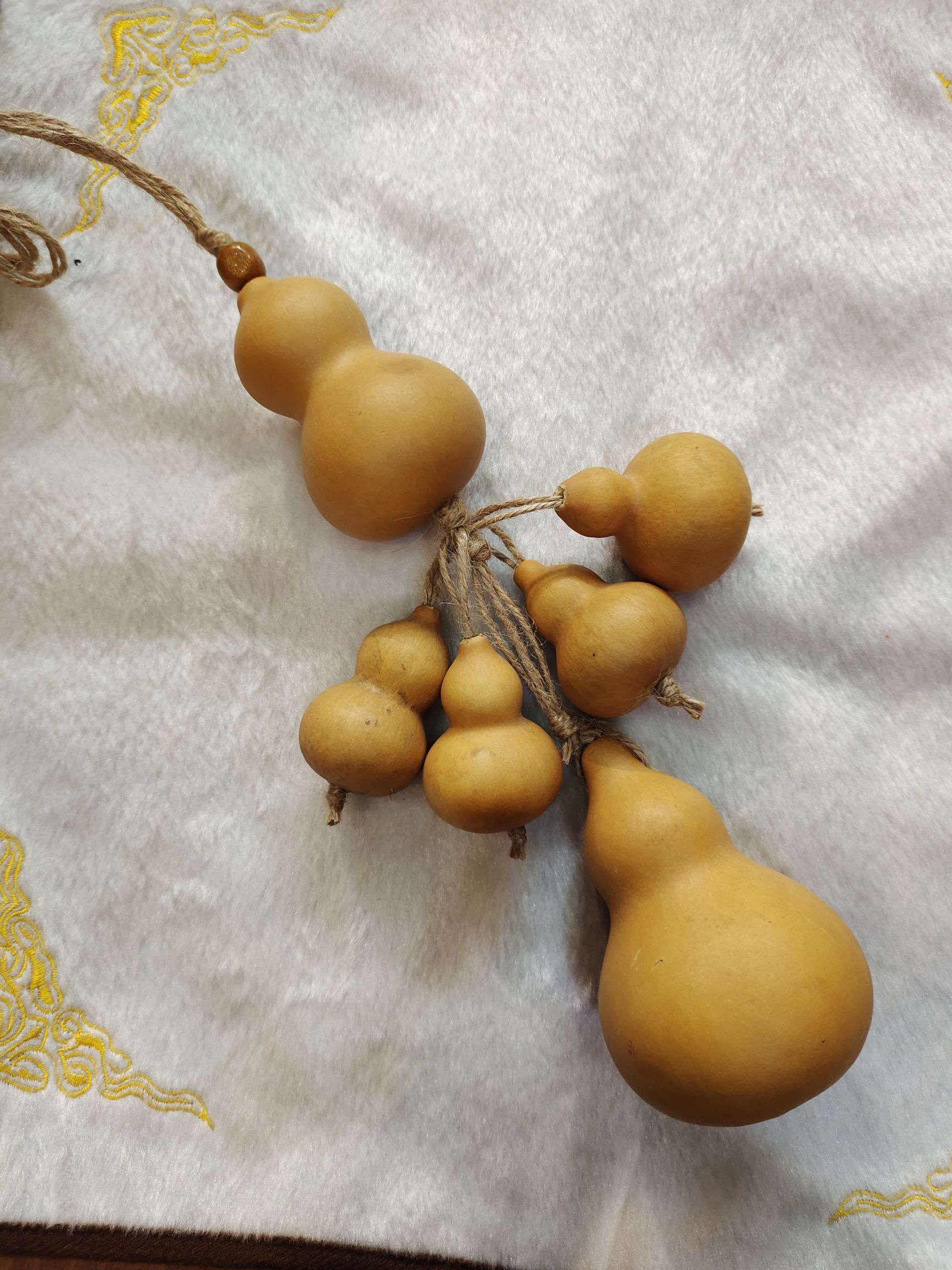 天然白皮小葫芦串串，六六大顺，恭喜发财图