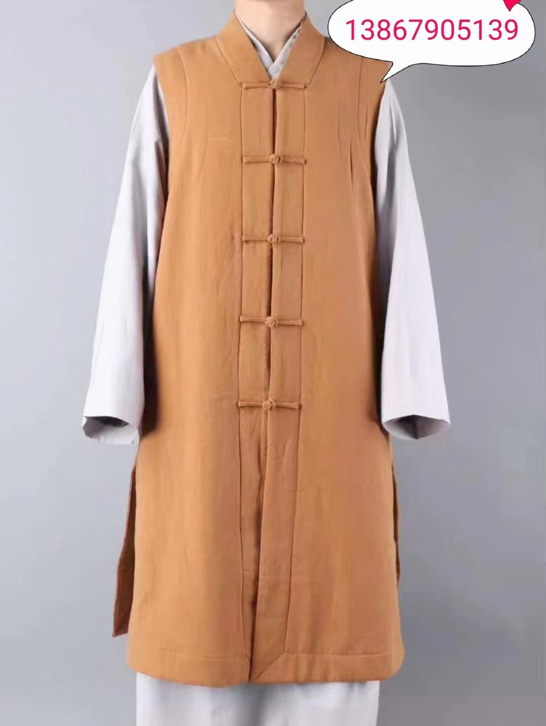 The Golden Qilin monk's winter vest and monk's robe are thickened, and the short and long magua are available. The monk's temple blue vest is a close-fitting and casual outfit. 008 detail image 6