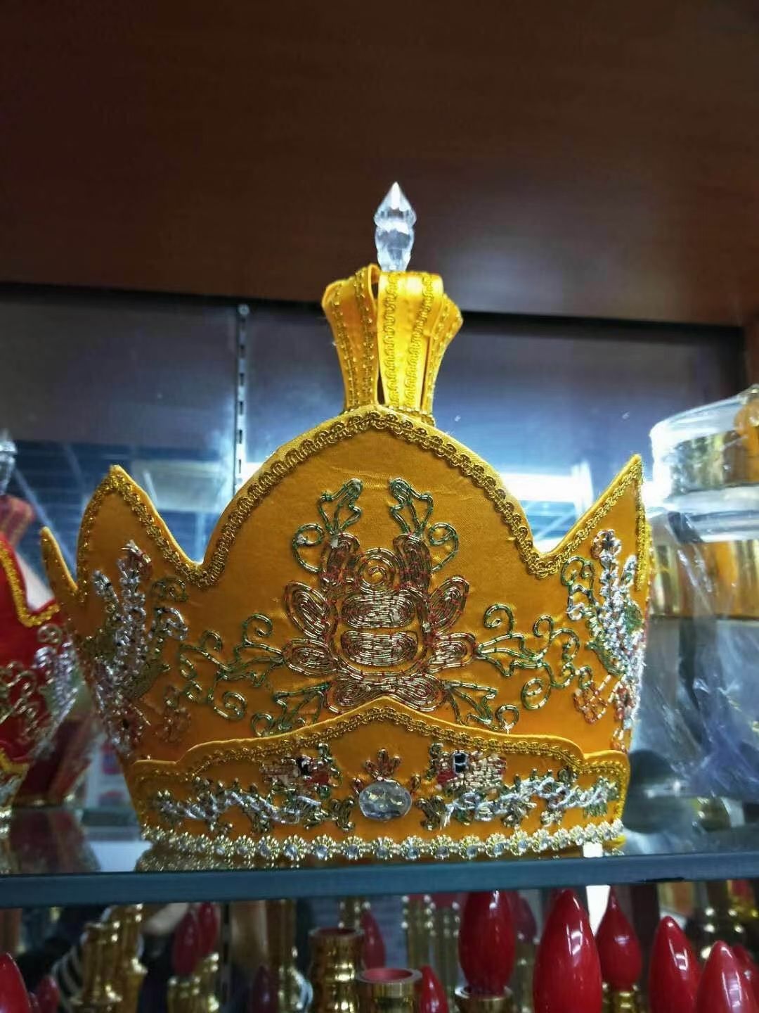 Gilded Vairocana hat, embroidered monk's hat, Golden Qilin 05, Five Buddha hat, Monk's hat, Dharma hat, handmade Vairocana hat detail image 4