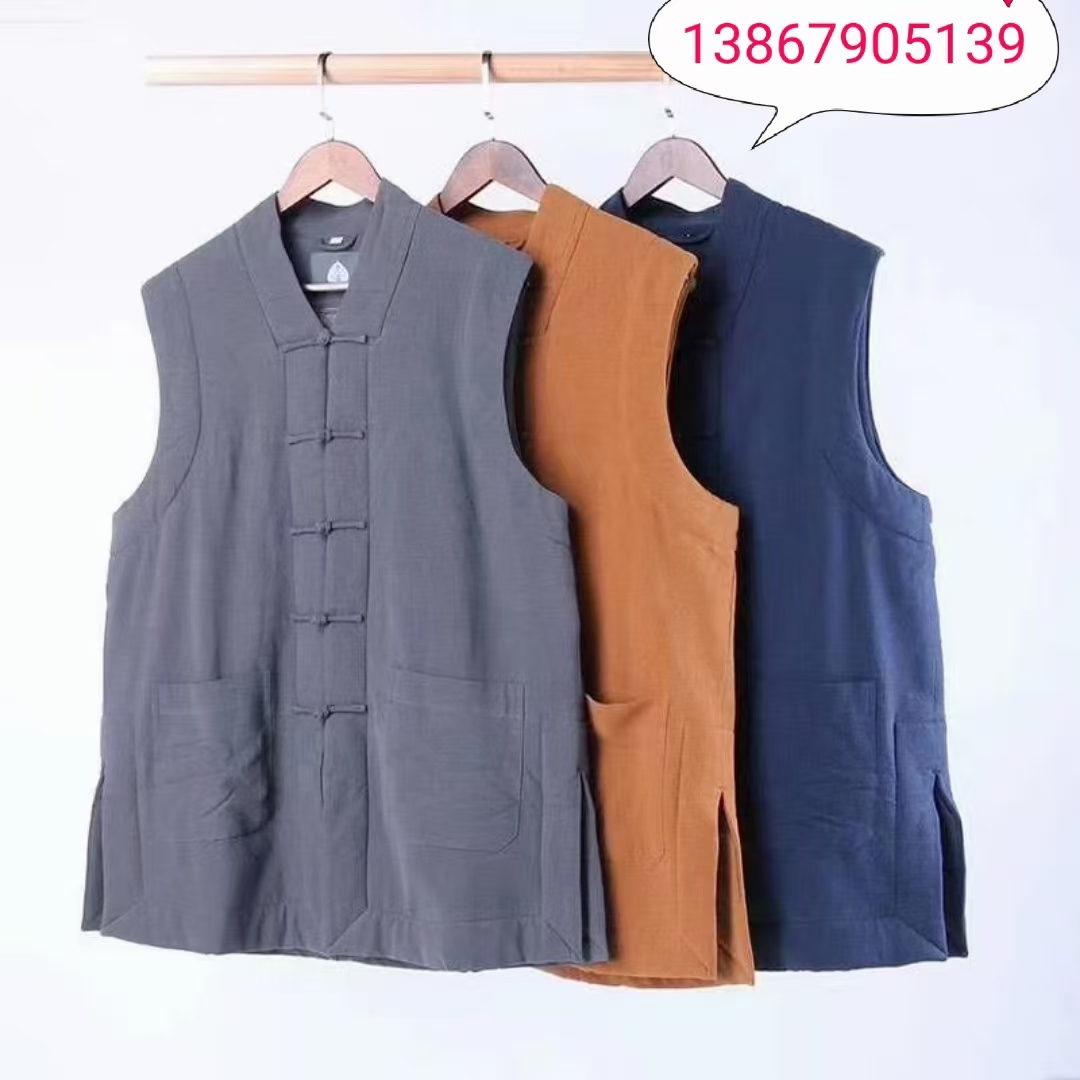 Short monk's robe without leg bindings, made of woolen fabric, warm in spring, autumn and winter. Men's monk's robe, golden Qilin A55 for all four seasons Application Scenario