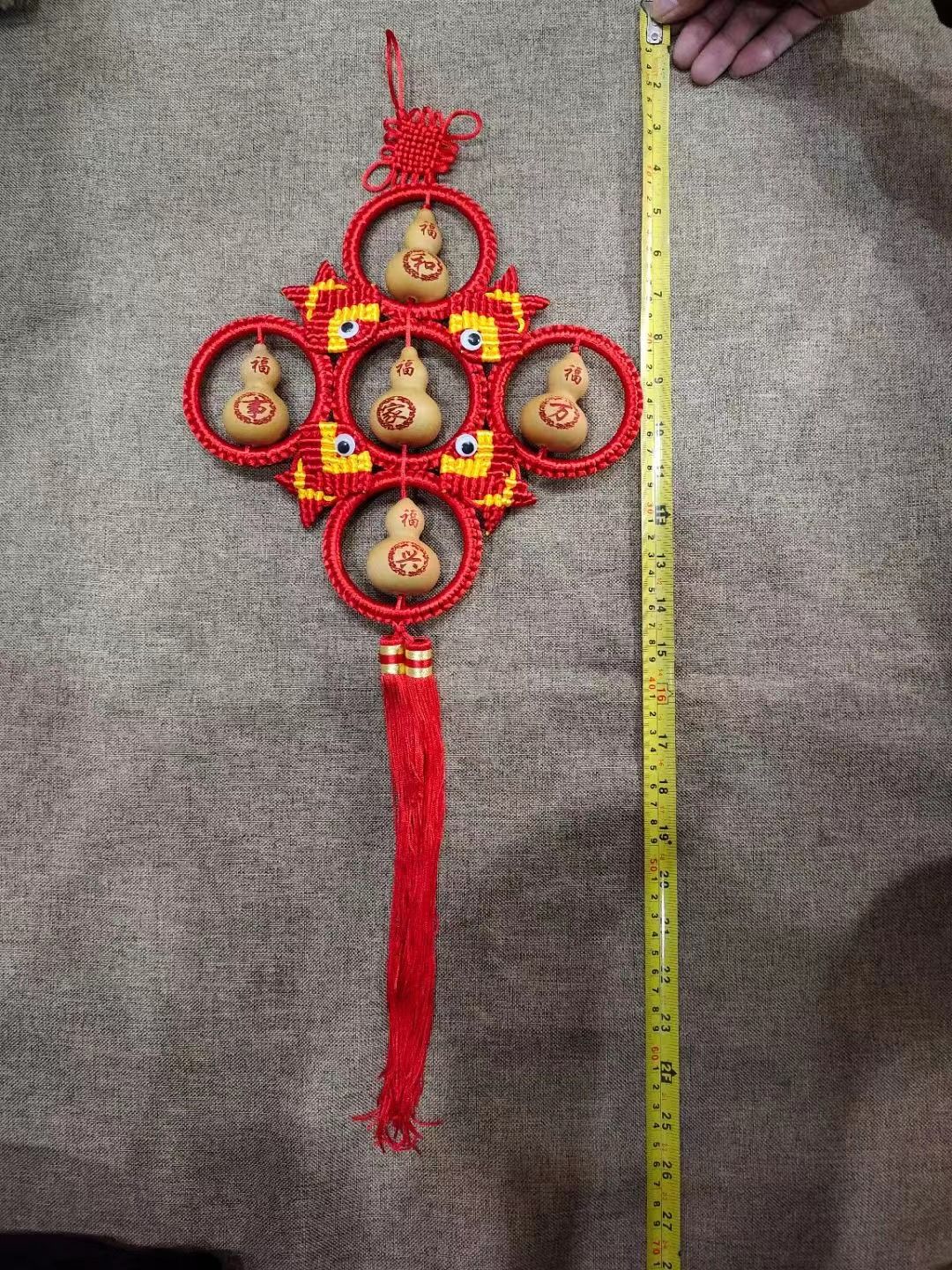 Natural small gourd Chinese knot skewers bring five blessings to the door, attracting wealth and good fortune detail image 3