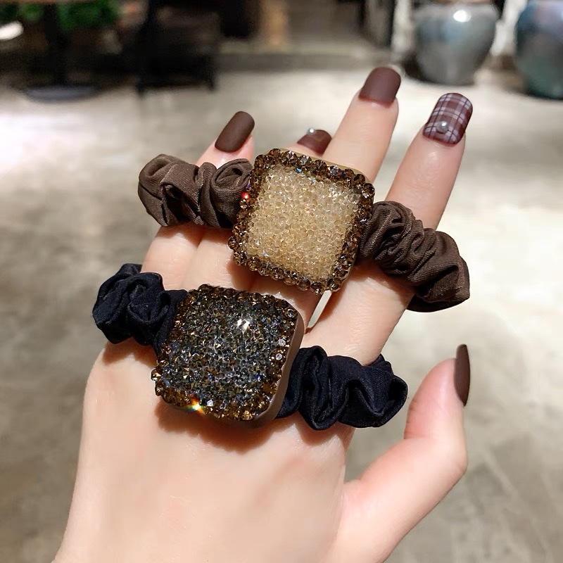 Emiya Japanese fashion cat's eye hair tie for women, simple and elegant hair accessory, rubber band for women, Korean style, versatile crystal hair tie and hair band 009 details Picture