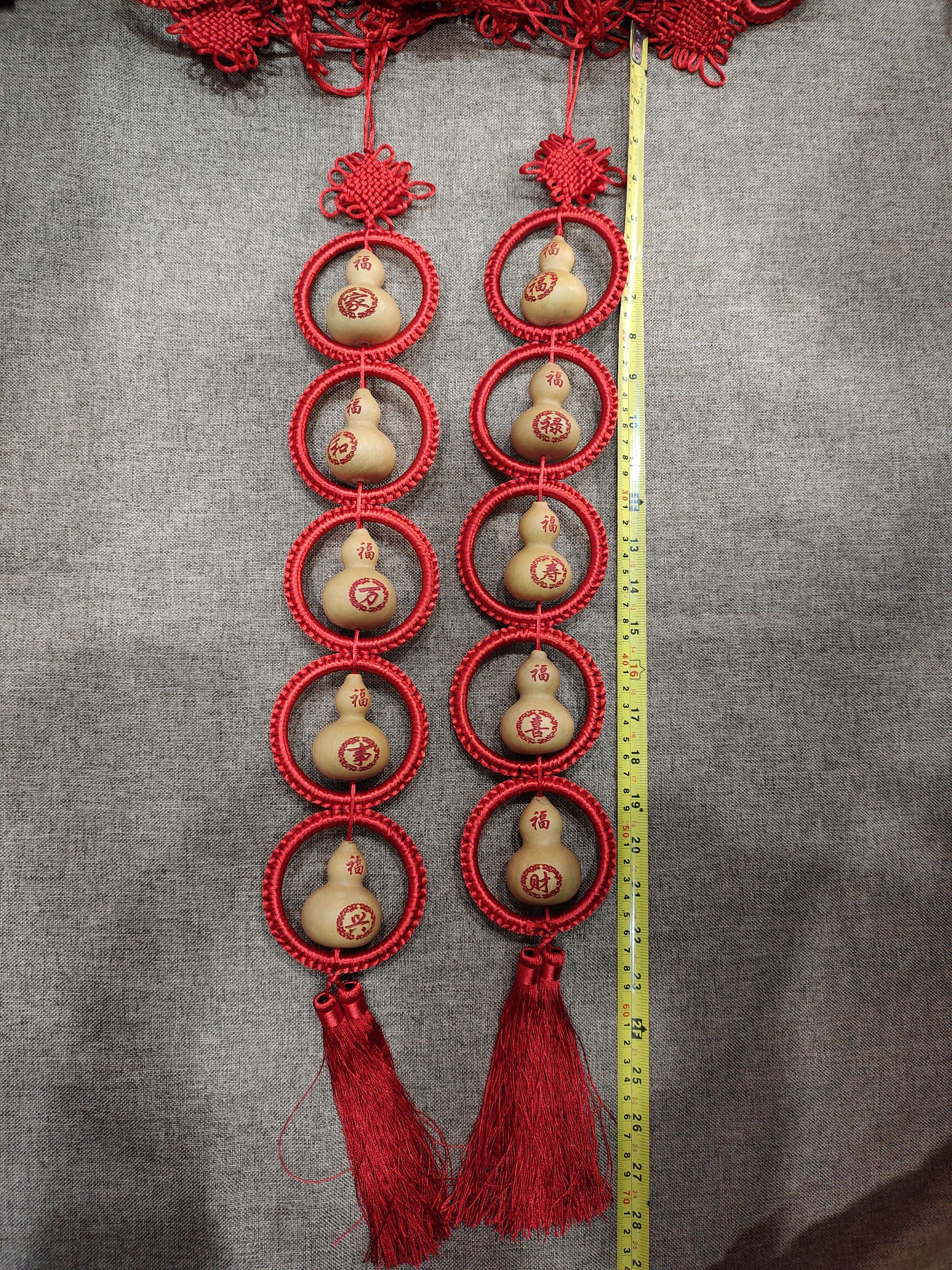 Natural small gourd Chinese knot skewers bring five blessings to the door, attracting wealth and good fortune detail image 4