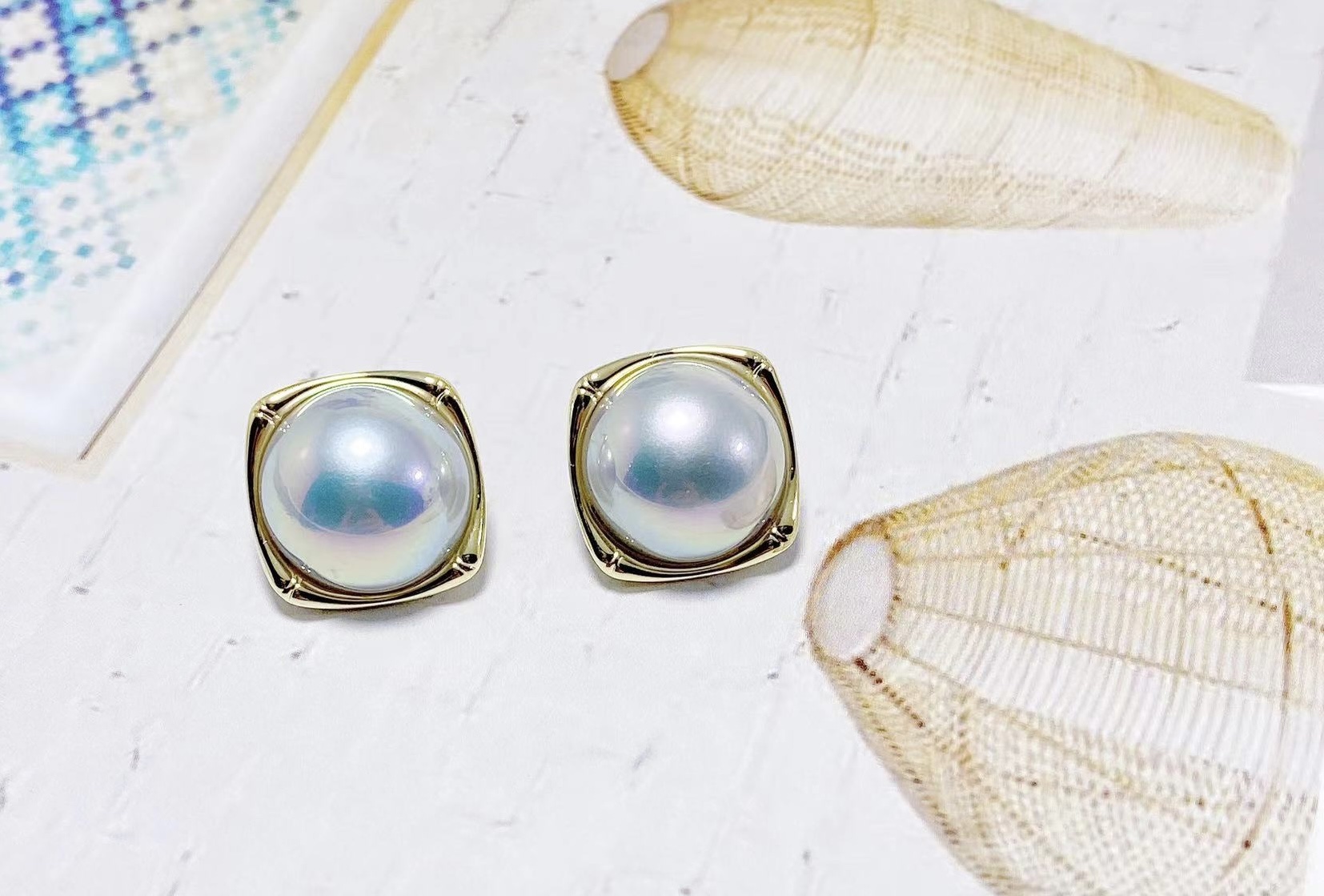 Pearl elegance earrings, anti-allergy silver needle jewelry, CAI Ni accessory model 072