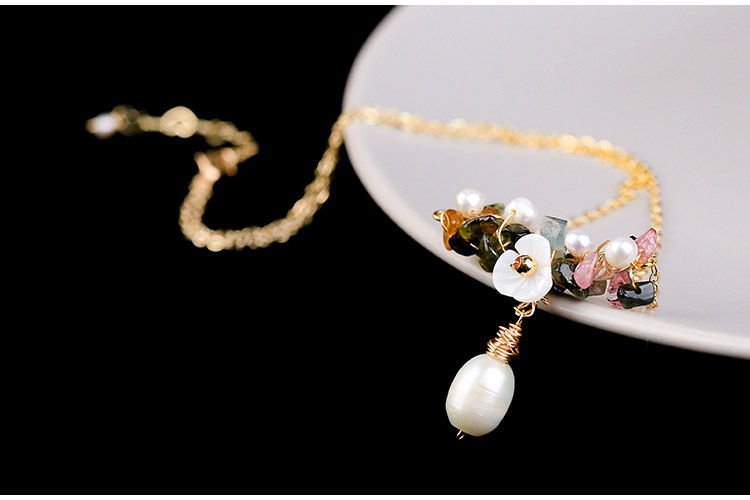 New fashionable colored crystal bracelet necklace, freshwater pearl Korean version necklace, women's jewelry detail image 2