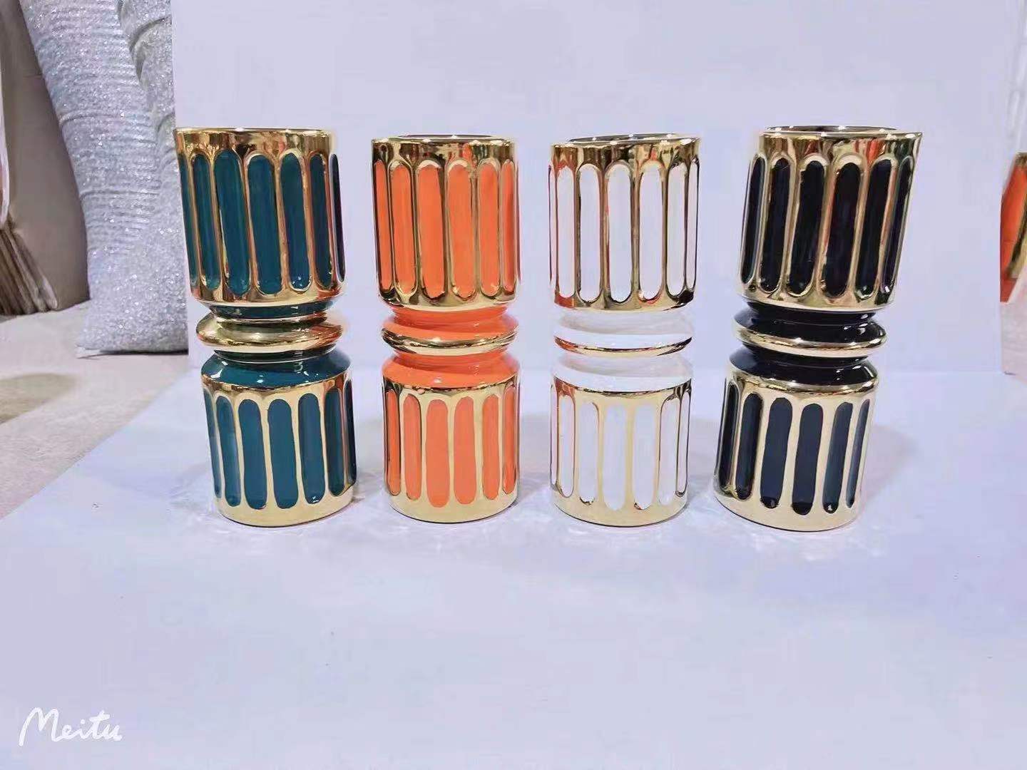 Ceramic tricolor glaze vase colored glaze details Picture