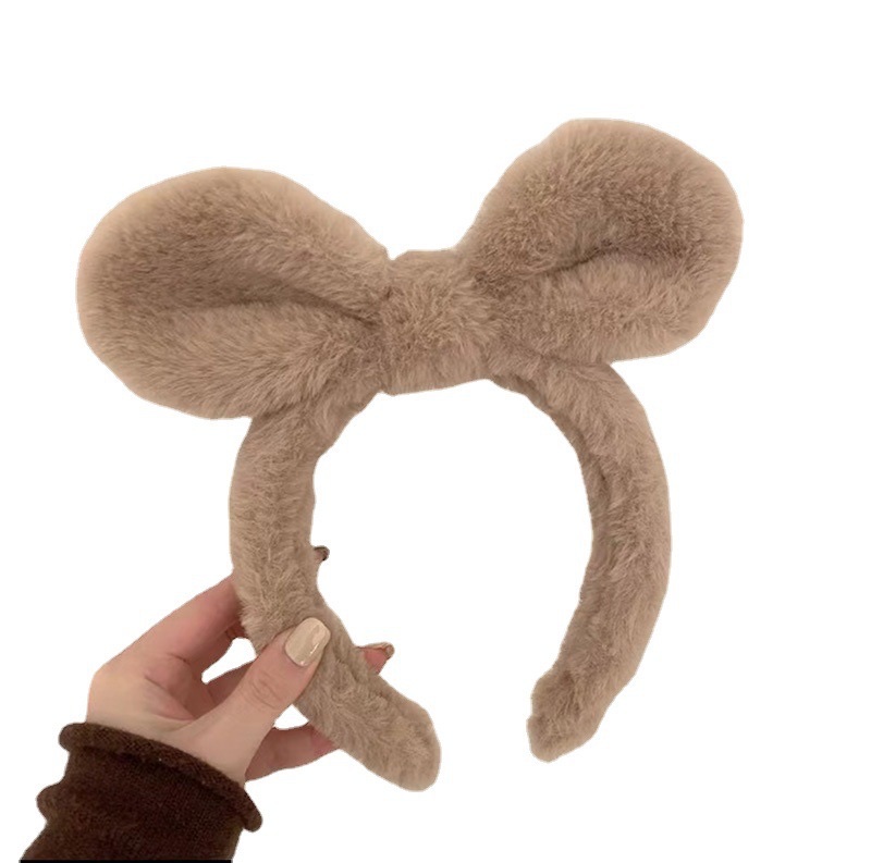 头箍新款/兔毛头箍/兔耳朵头箍白底实物图