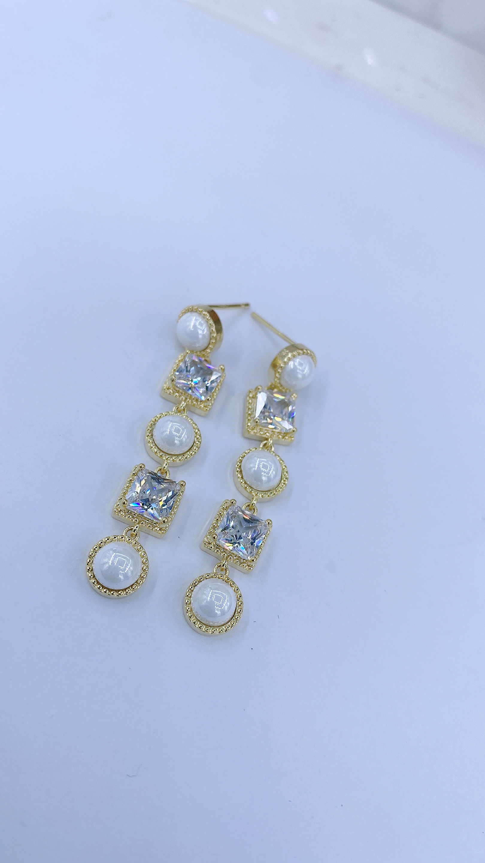 锆石流淑珍珠长款潮流时尚耳环大气优雅高贵耳钉