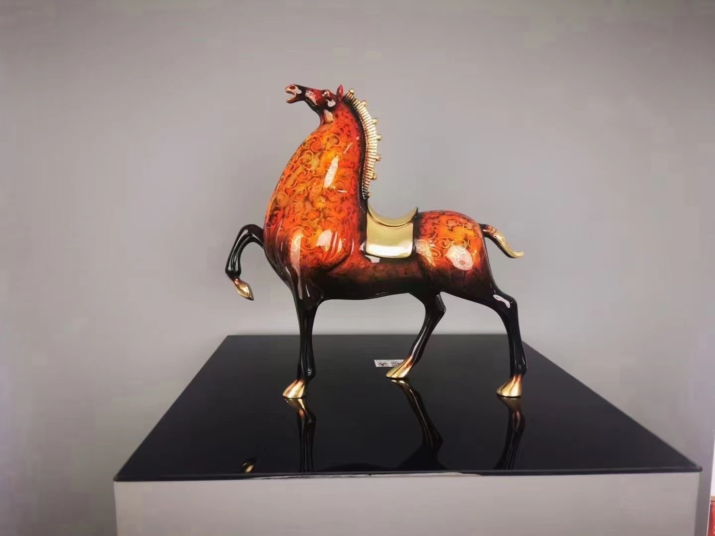 Copper horse ornaments, Maple Leaf Home craft flat ornaments, sculpture ornaments, new Chinese-style glazed ornaments, Maple Leaf Home Craft flat ornaments, sculpture ornaments 1