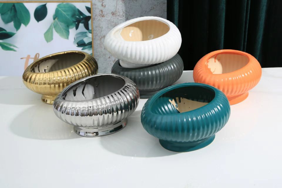Golden flower POTS, Morandi color flower POTS, silver flower POTS, electroplated flower POTS, Phalaenopsis flower POTS, high-temperature flower POTS details Picture