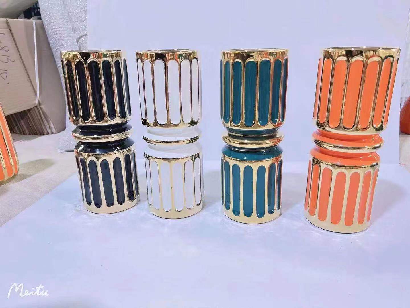 Ceramic tricolor glaze vase colored glaze Specification image