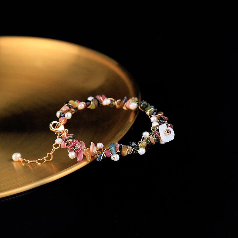 New fashionable colored crystal bracelet necklace, freshwater pearl Korean version bracelet for women detail image 2