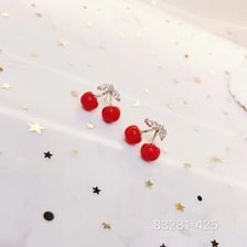 新款红色小樱桃耳钉韩版时尚欧斯米亚耳环83281
