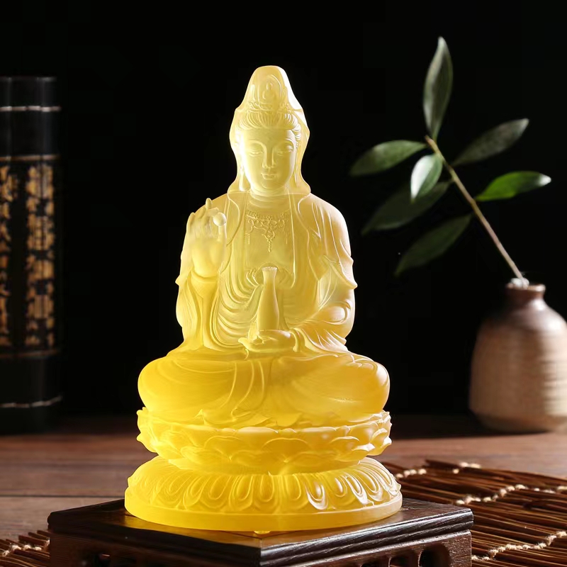 Helian Cultural Products Co., LTD. 1 Premium craft water glass Guanyin Bodhisattva Buddha Statue for home worship, home Buddhist hall decoration handicrafts and ornaments, free shipping details Picture