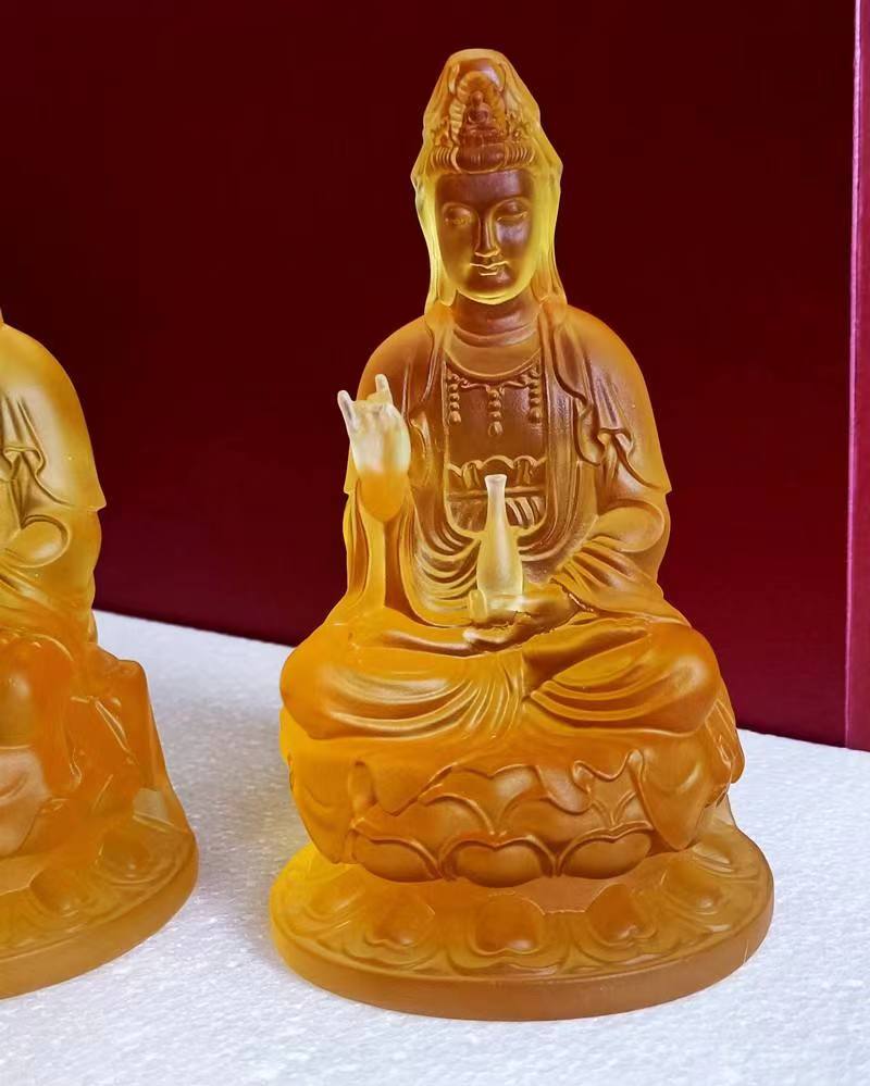 Helian Cultural Products Co., LTD. 1 Premium craft water glass Guanyin Bodhisattva Buddha Statue for home worship, home Buddhist hall decoration handicrafts and ornaments, free shipping detail image 2