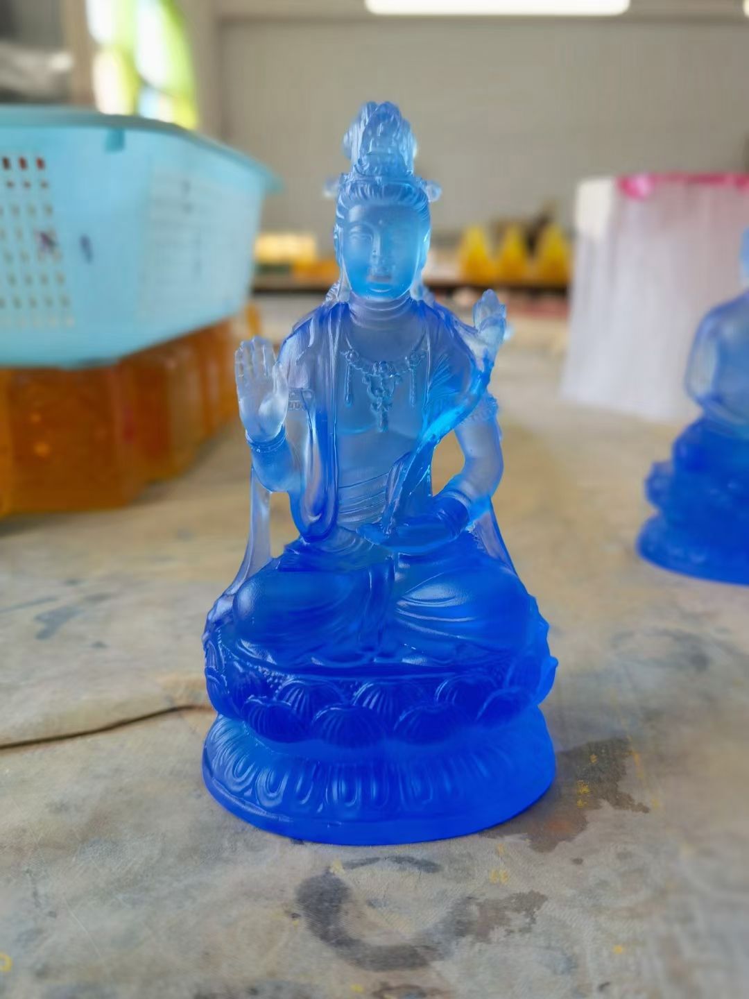 Helian Culture's 5 premium water glass Bead Guanyin Bodhisattva Statue for home worship in the Buddhist Hall is available at a special price with free shipping details Picture