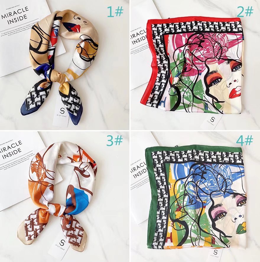 Imitation Silk Multi-Functional Small Silk Scarf Shirt Decorative Scarf Printed Geometric Color Square Scarf Horse Polka Dot Scarf Spring New Gradient Checkered Fashion Scarf Small Silk Scarf Hundred With Shirt Scarf Tie Decorative Multi-Function Scarf Tide full figure