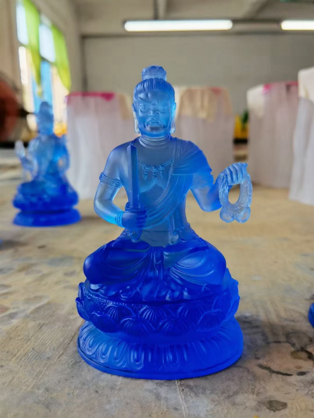 Helian Culture's 5 premium water glass Bead Guanyin Bodhisattva Statue for home worship in the Buddhist Hall is available at a special price with free shipping detail image 4