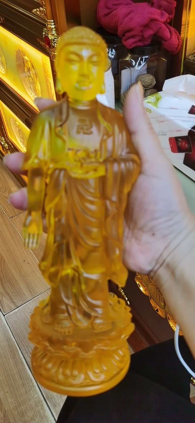 Helian Cultural Products Co., LTD. 1 Premium craft water glass Guanyin Bodhisattva Buddha Statue for home worship, home Buddhist hall decoration handicrafts and ornaments, free shipping detail image 4