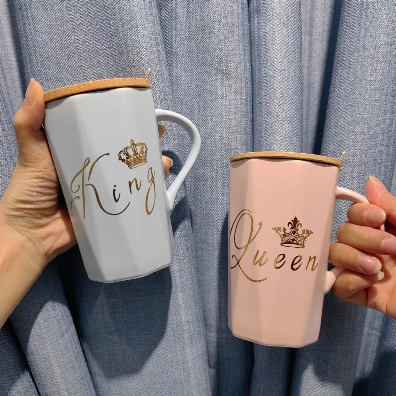 Crown mugs, covered water cups, ceramic cups, souvenir water cups, gifts